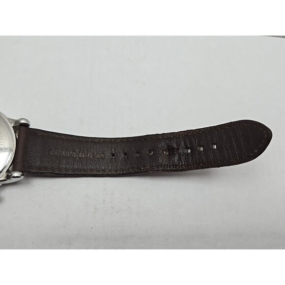 Emporio Armani Luigi AR1846 Chronograph White Dial Brown Leather New Battery - Picture 11 of 12